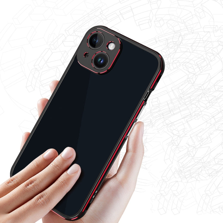 For iPhone 14 Aurora Series Lens Protector + Metal Frame Phone Case