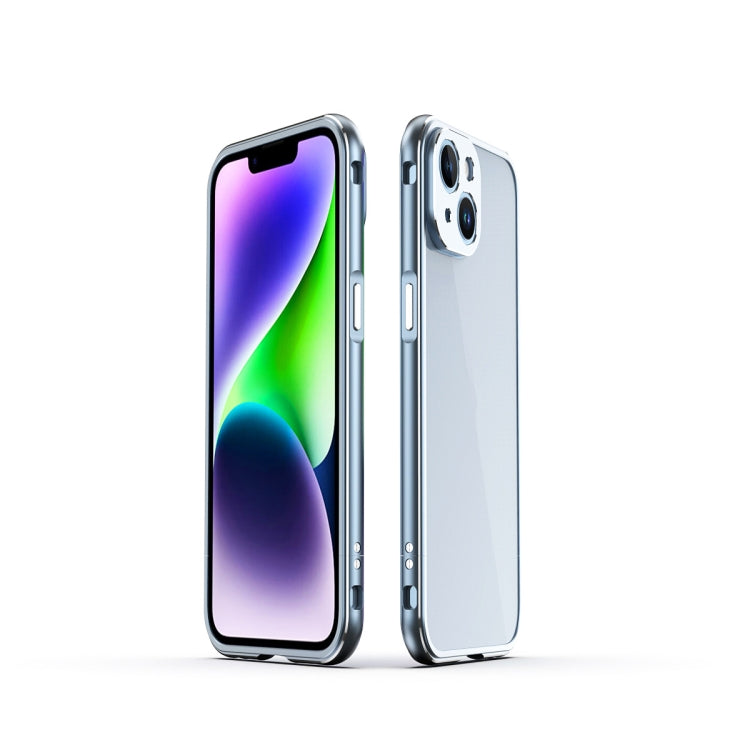 For iPhone 14 Plus Aurora Series Lens Protector + Metal Frame Phone Case