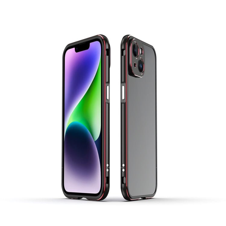 For iPhone 14 Plus Aurora Series Lens Protector + Metal Frame Phone Case