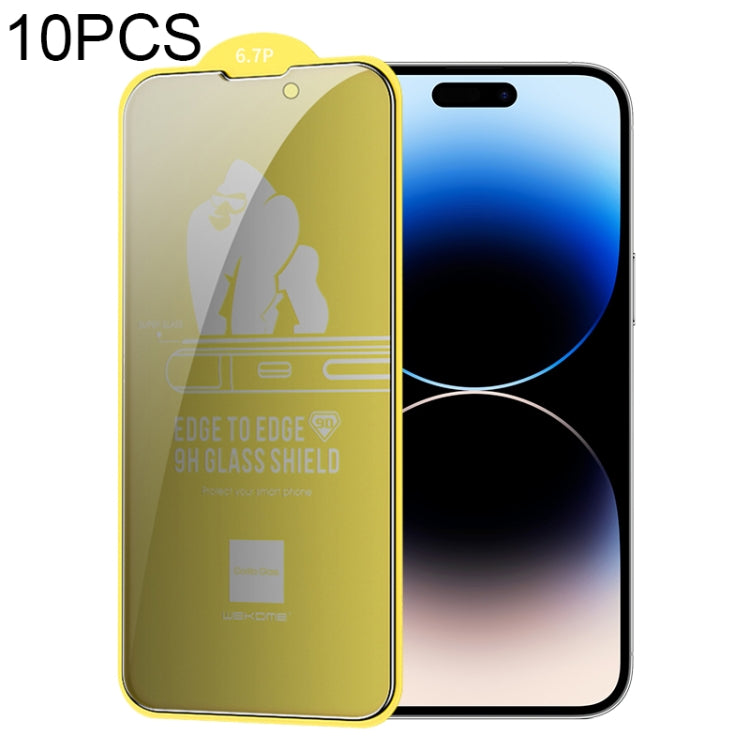 For iPhone 14 Pro 10pcs WEKOME 9D Curved Privacy Tempered Glass Film
