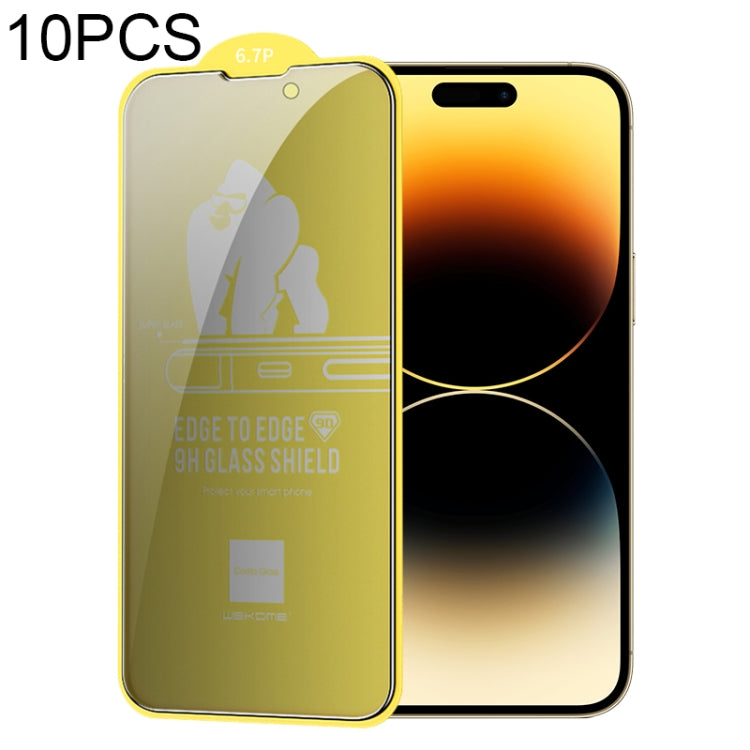 For iPhone 14 Pro Max 10pcs WEKOME 9D Curved Privacy Tempered Glass Film