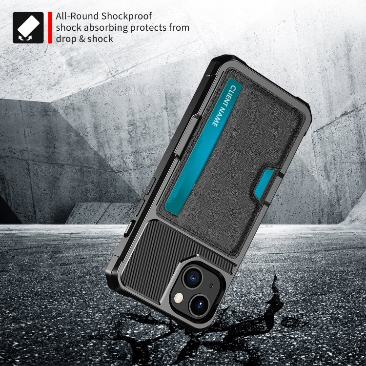 For iPhone 14 Plus ZM02 Card Slot Holder Phone Case (Black)