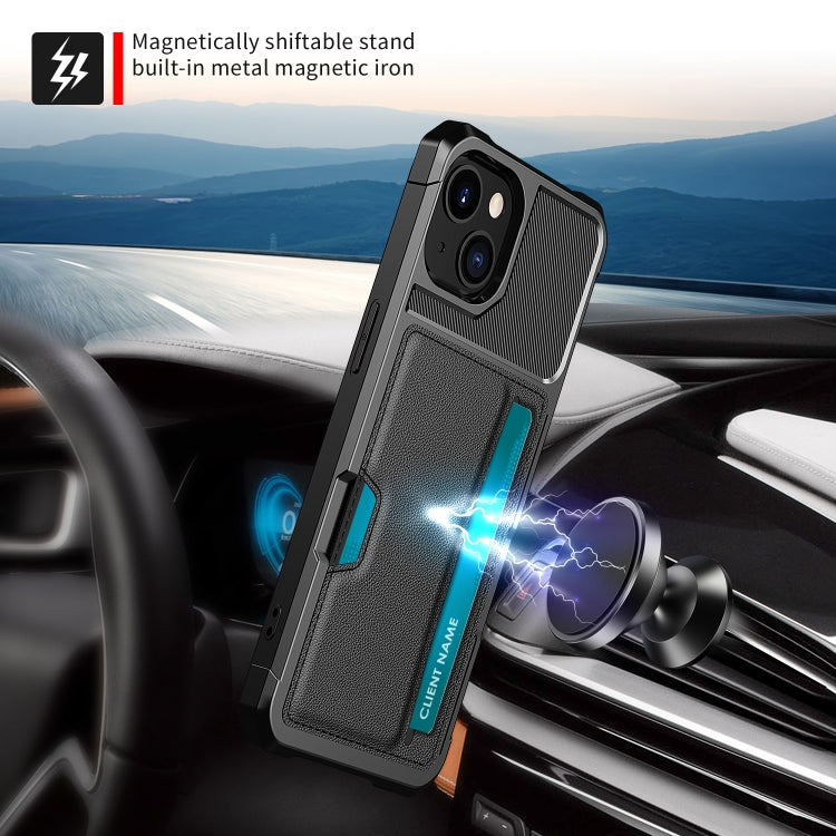 For iPhone 14 Plus ZM02 Card Slot Holder Phone Case (Black)