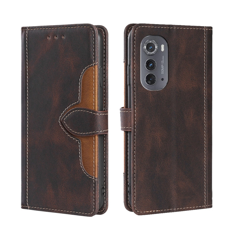 For Motorola Edge 2022 Skin Feel Magnetic Buckle Leather Phone Case
