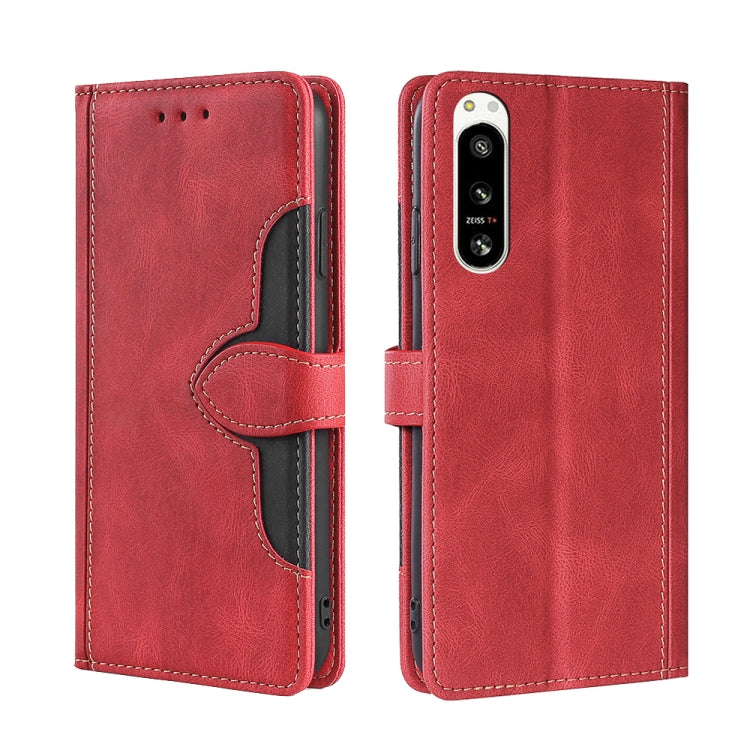 For Sony Xperia 5 IV Skin Feel Magnetic Buckle Leather Phone Case