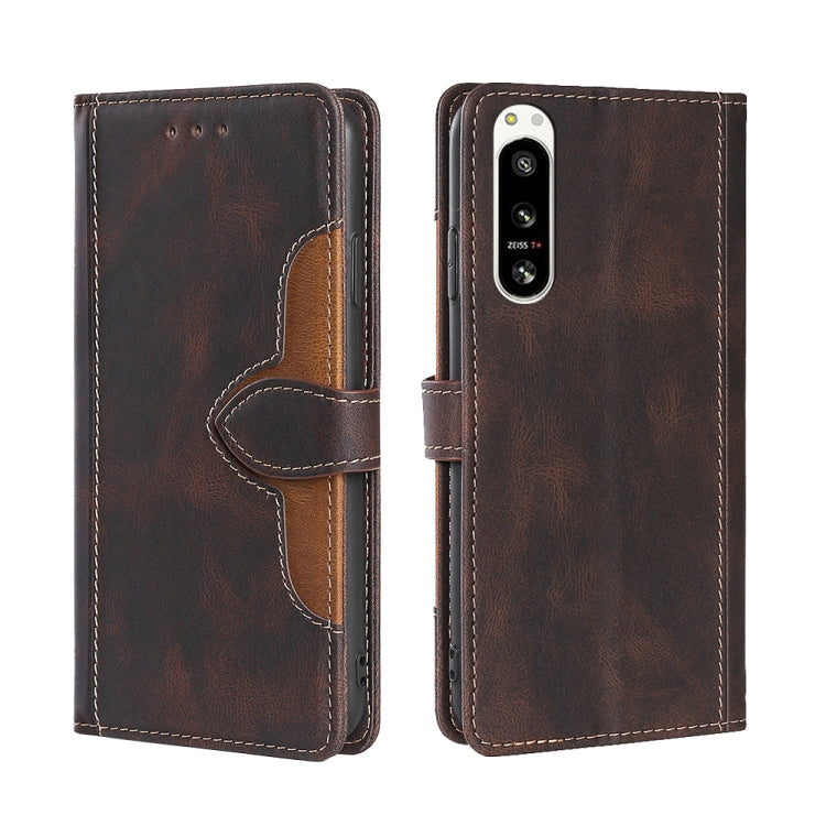 For Sony Xperia 5 IV Skin Feel Magnetic Buckle Leather Phone Case