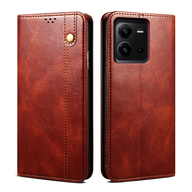 For vivo V25 Oil Wax Crazy Horse Texture Leather Phone Case