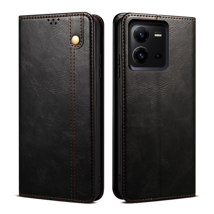 For vivo V25 Oil Wax Crazy Horse Texture Leather Phone Case