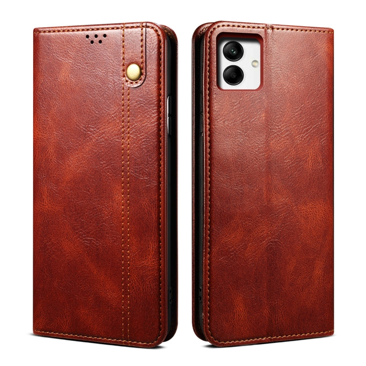 For Samsung Galaxy A04 4G Oil Wax Crazy Horse Texture Leather Phone Case