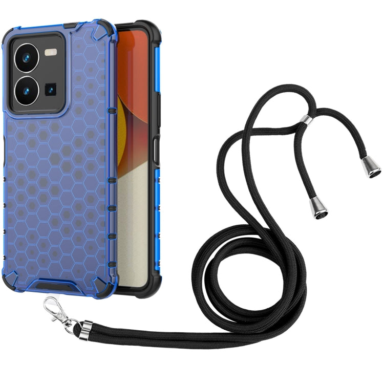 For vivo Y35 4G / Y22S 4G Global Lanyard Honeycomb Phone Case