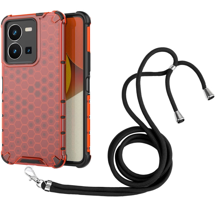 For vivo Y35 4G / Y22S 4G Global Lanyard Honeycomb Phone Case
