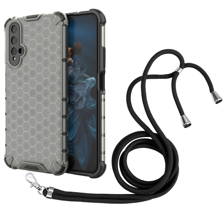 For Honor 20 Lanyard Honeycomb Phone Case