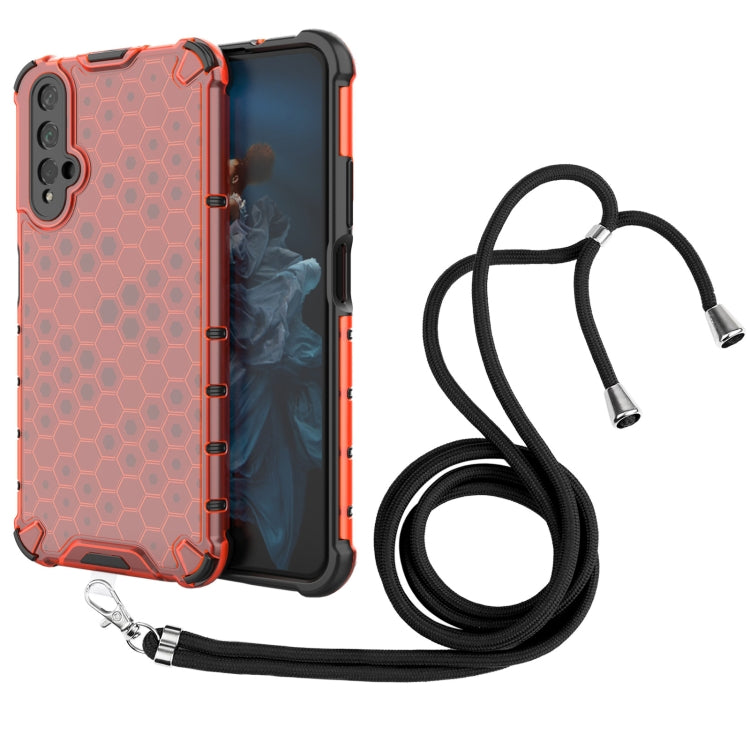 For Honor 20 Lanyard Honeycomb Phone Case