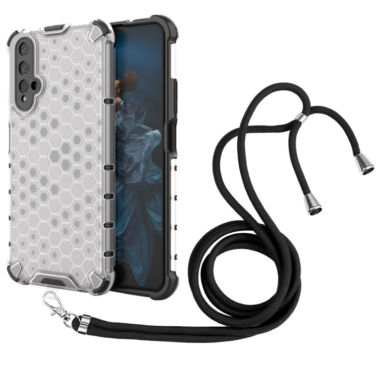 For Honor 20 Lanyard Honeycomb Phone Case