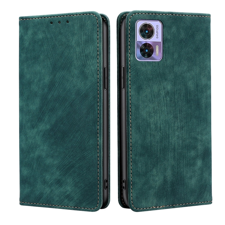 For Motorola Edge 30 Neo RFID Anti-theft Brush Magnetic Leather Phone Case