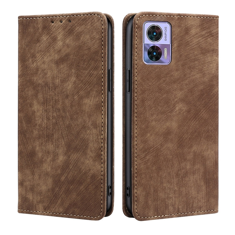 For Motorola Edge 30 Neo RFID Anti-theft Brush Magnetic Leather Phone Case