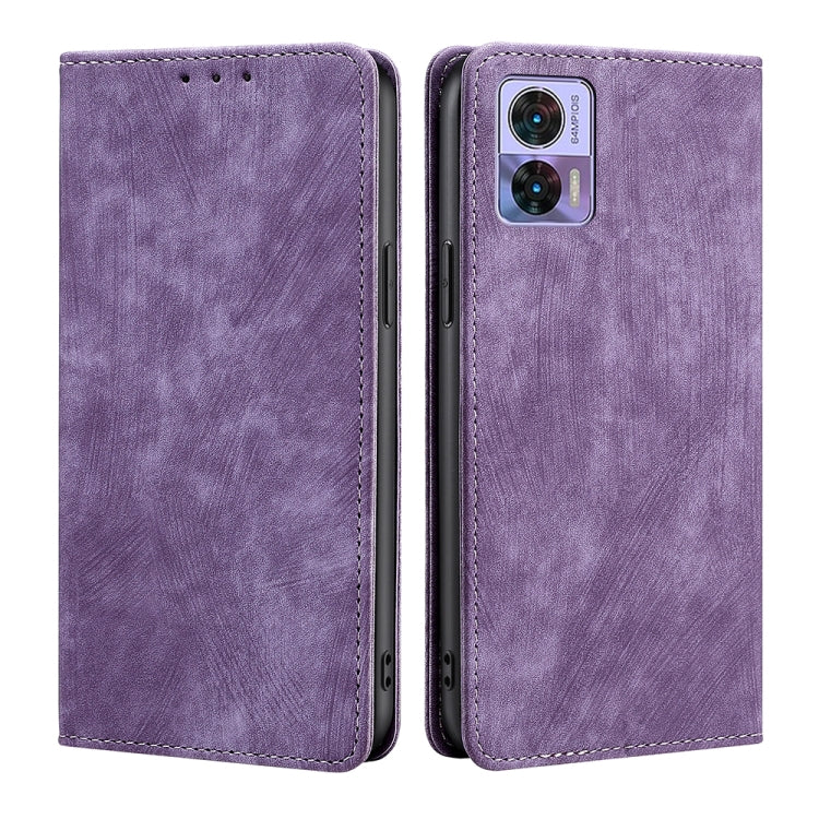 For Motorola Edge 30 Neo RFID Anti-theft Brush Magnetic Leather Phone Case