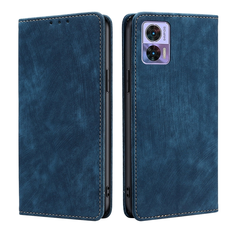 For Motorola Edge 30 Neo RFID Anti-theft Brush Magnetic Leather Phone Case