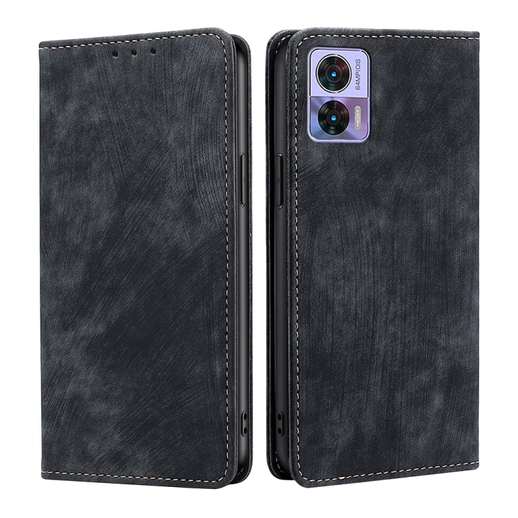For Motorola Edge 30 Neo RFID Anti-theft Brush Magnetic Leather Phone Case