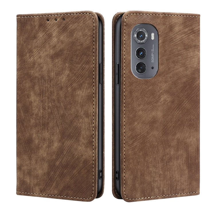 For Motorola Edge 2022 RFID Anti-theft Brush Magnetic Leather Phone Case