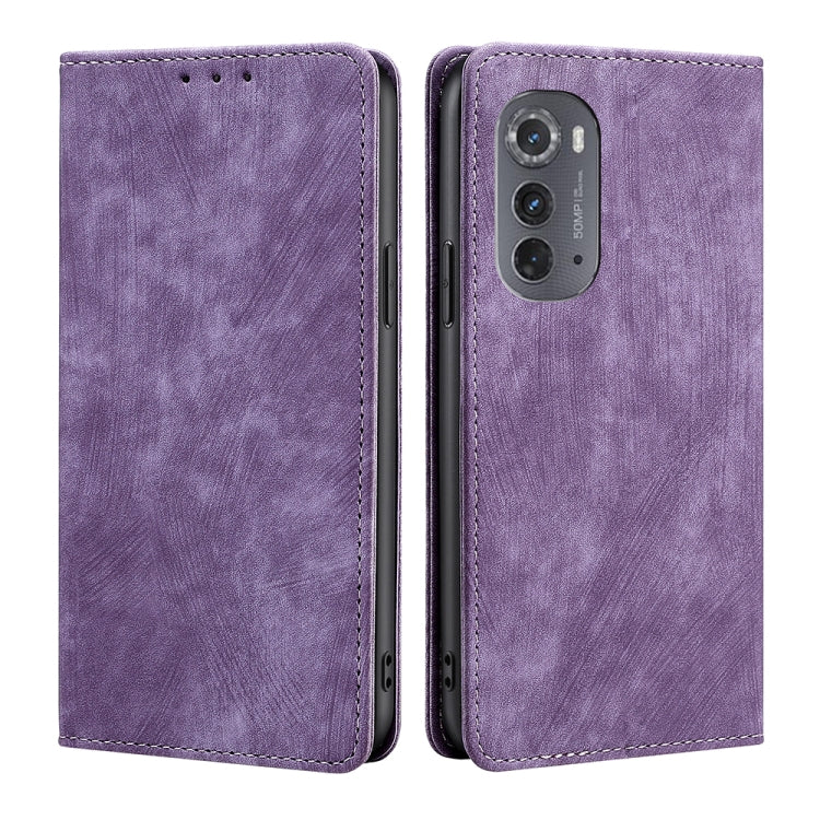 For Motorola Edge 2022 RFID Anti-theft Brush Magnetic Leather Phone Case