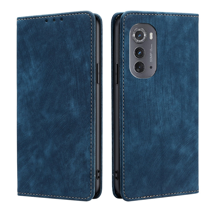 For Motorola Edge 2022 RFID Anti-theft Brush Magnetic Leather Phone Case