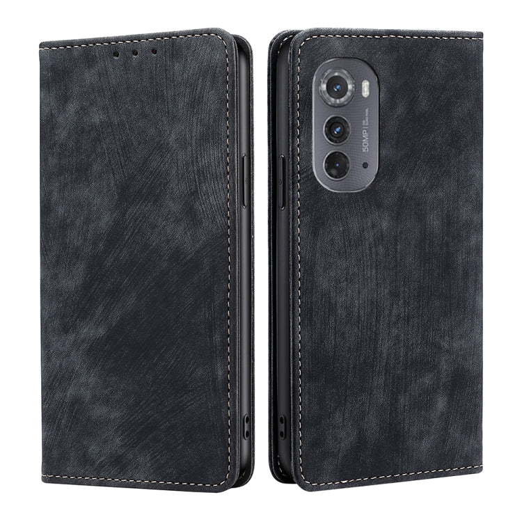 For Motorola Edge 2022 RFID Anti-theft Brush Magnetic Leather Phone Case