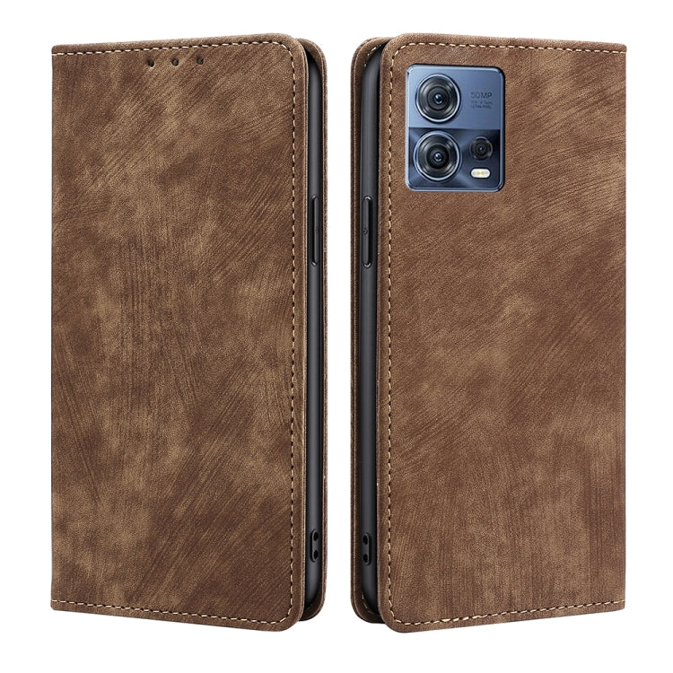 For Motorola Edge S30 Pro 5G/Edge 30 Fusion RFID Anti-theft Brush Magnetic Leather Phone Case