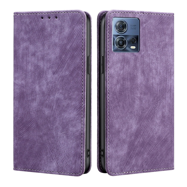 For Motorola Edge S30 Pro 5G/Edge 30 Fusion RFID Anti-theft Brush Magnetic Leather Phone Case
