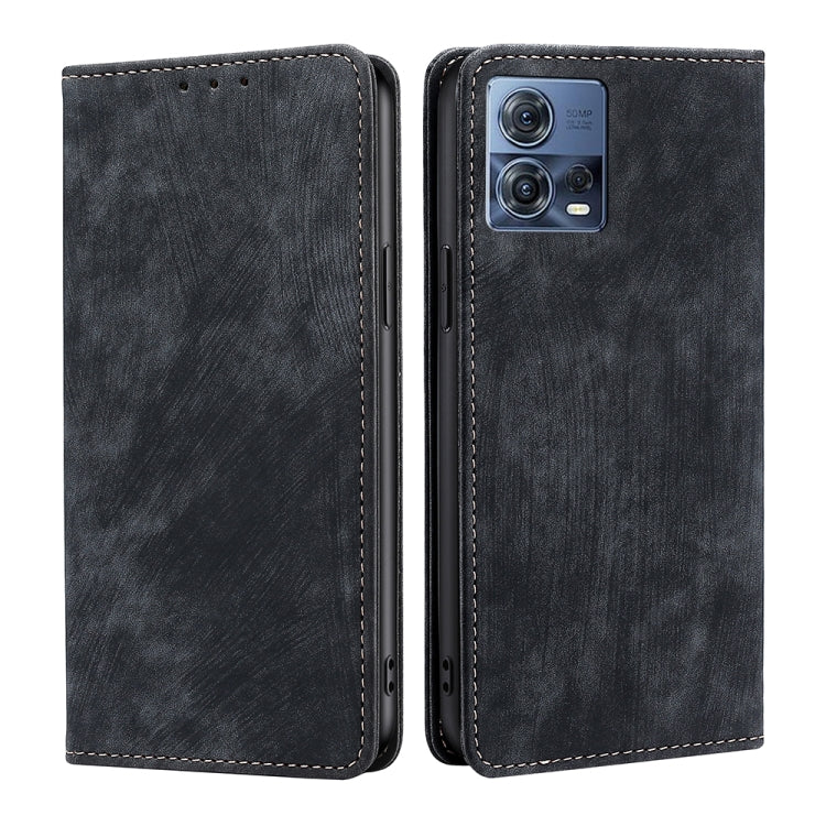 For Motorola Edge S30 Pro 5G/Edge 30 Fusion RFID Anti-theft Brush Magnetic Leather Phone Case