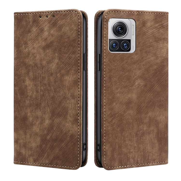 For Motorola Edge X30 Pro 5G/Edge 30 Ultra RFID Anti-theft Brush Magnetic Leather Phone Case