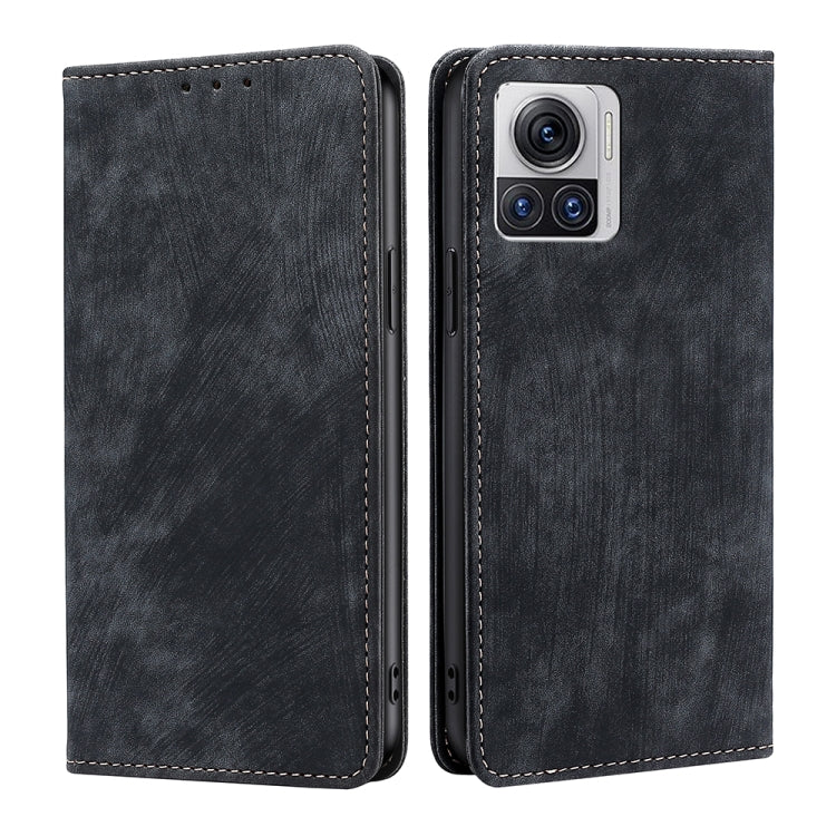 For Motorola Edge X30 Pro 5G/Edge 30 Ultra RFID Anti-theft Brush Magnetic Leather Phone Case