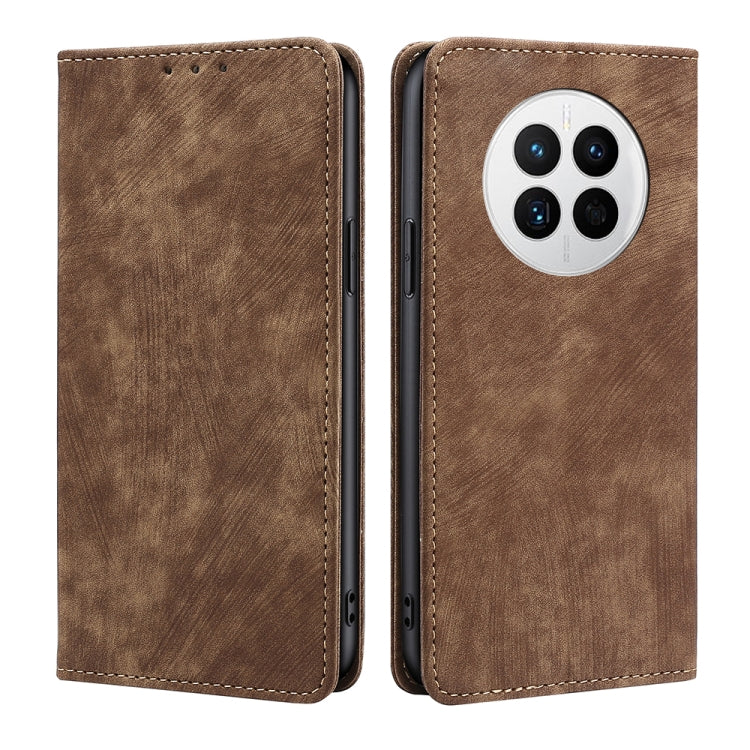For Huawei Mate 50 RFID Anti-theft Brush Magnetic Leather Phone Case