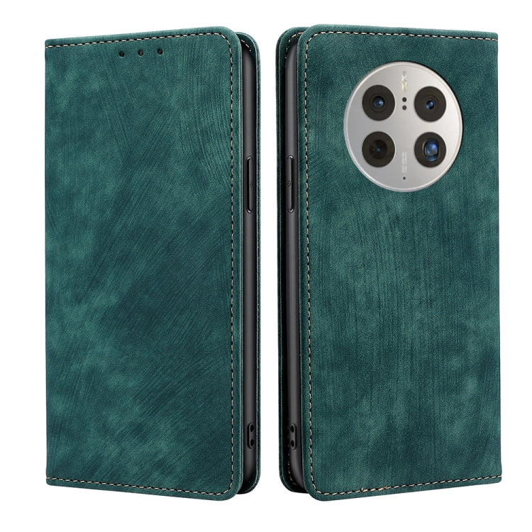 For Huawei Mate 50 Pro RFID Anti-theft Brush Magnetic Leather Phone Case