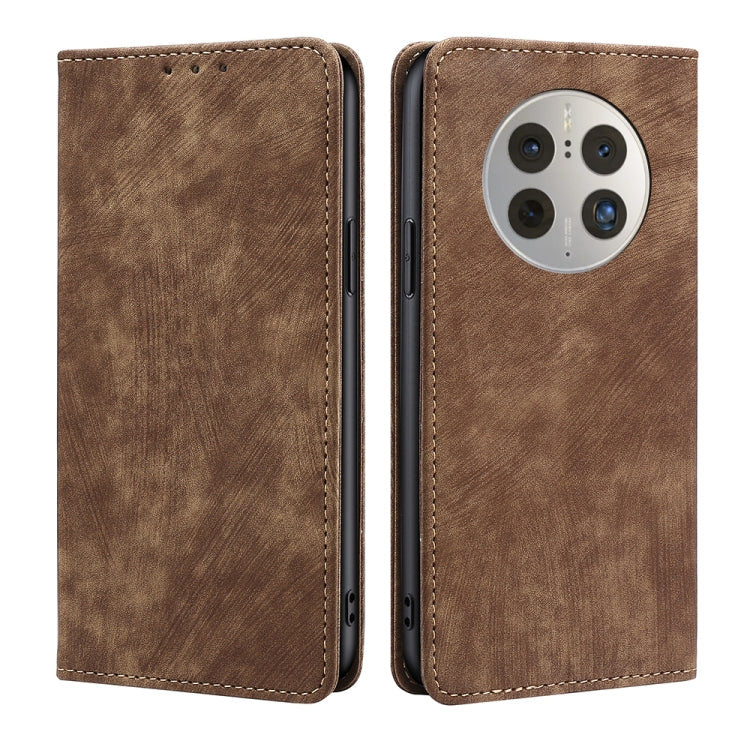 For Huawei Mate 50 Pro RFID Anti-theft Brush Magnetic Leather Phone Case