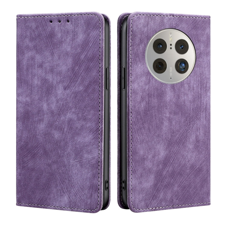 For Huawei Mate 50 Pro RFID Anti-theft Brush Magnetic Leather Phone Case