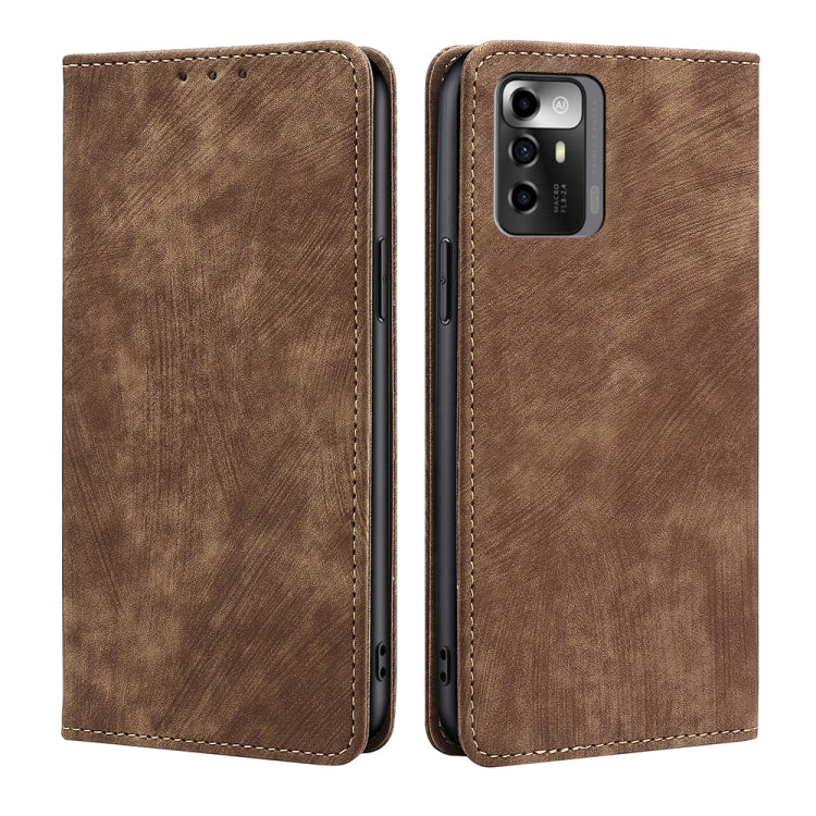 For ZTE Blade A72 5G RFID Anti-theft Brush Magnetic Leather Phone Case