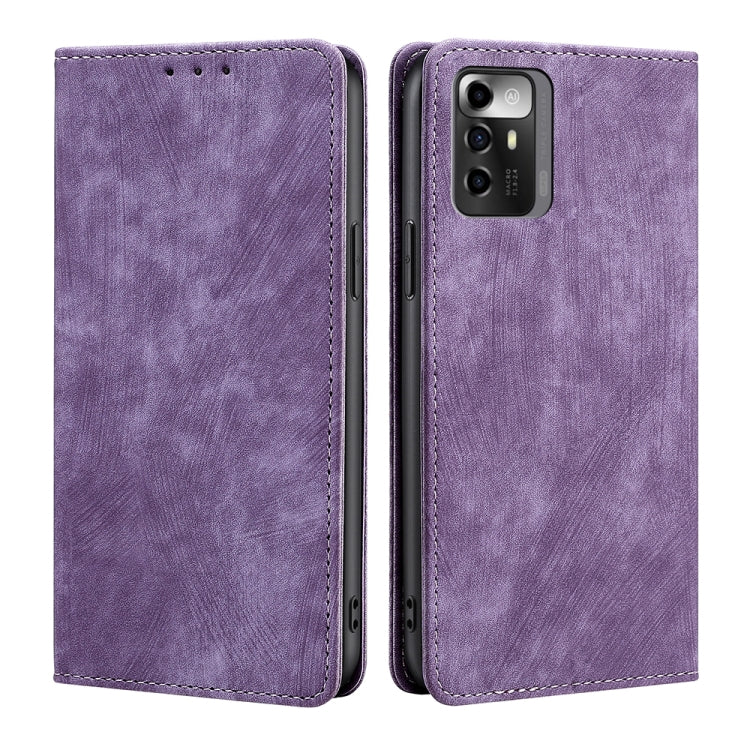 For ZTE Blade A72 5G RFID Anti-theft Brush Magnetic Leather Phone Case
