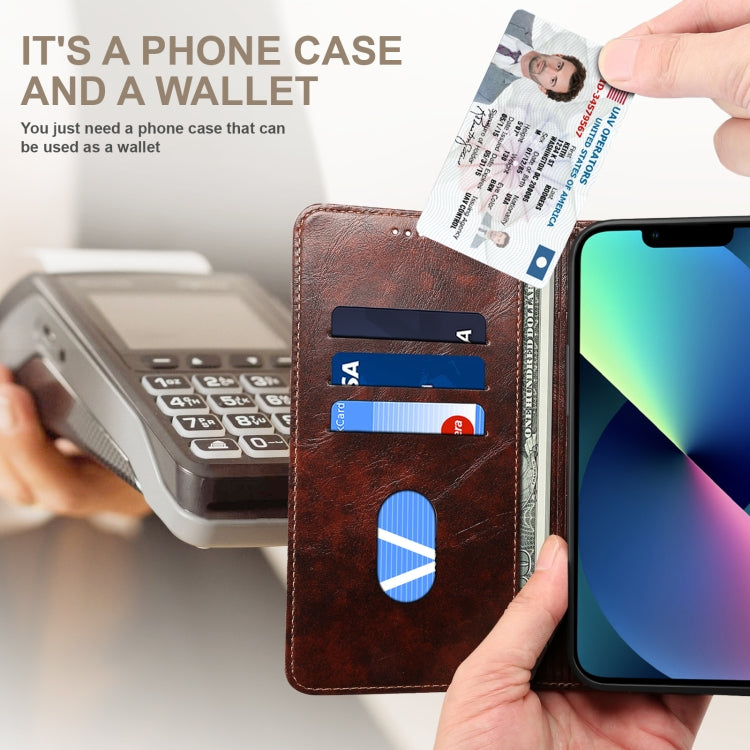 For iPhone 14 Baroque Simple Flip Leather Phone Case
