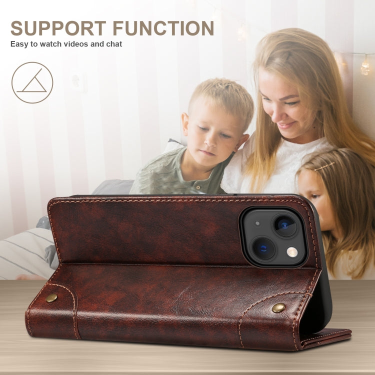 For iPhone 14 Baroque Simple Flip Leather Phone Case
