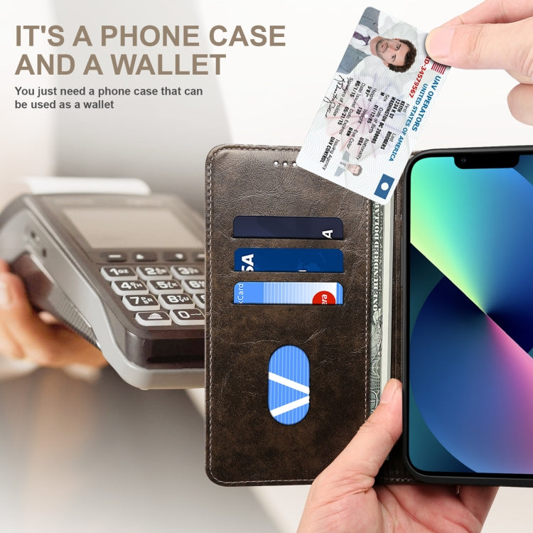 For iPhone 14 Plus Baroque Simple Flip Leather Phone Case