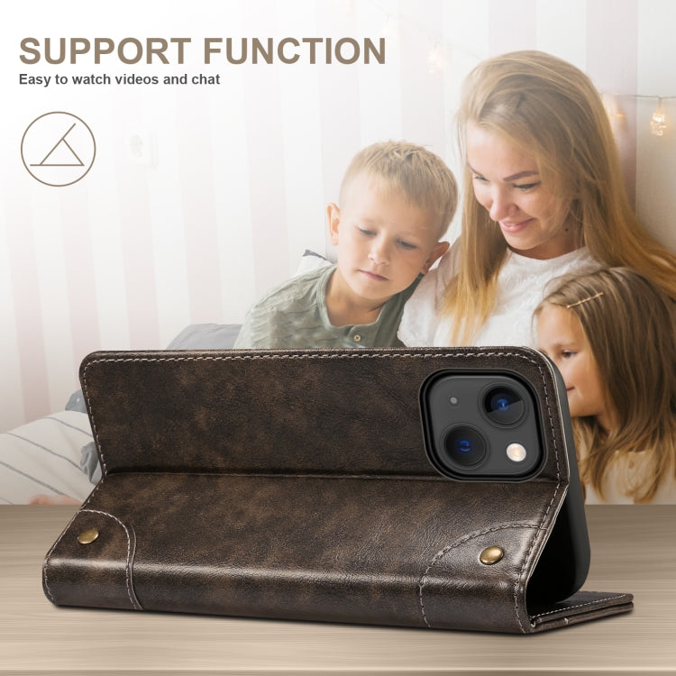 For iPhone 14 Plus Baroque Simple Flip Leather Phone Case