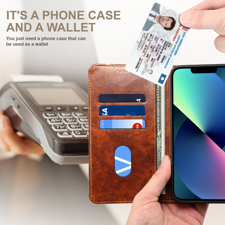 For iPhone 14 Plus Baroque Simple Flip Leather Phone Case