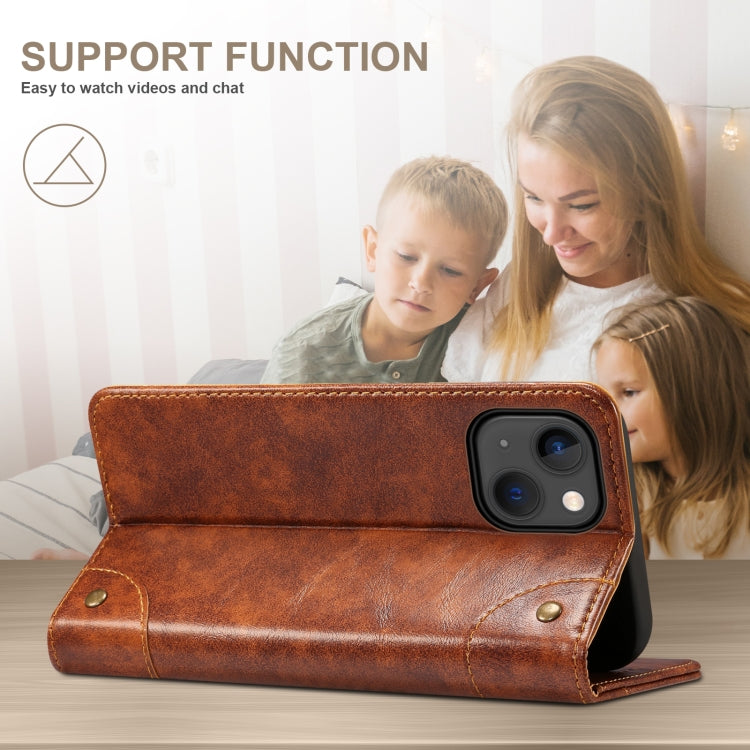 For iPhone 14 Plus Baroque Simple Flip Leather Phone Case