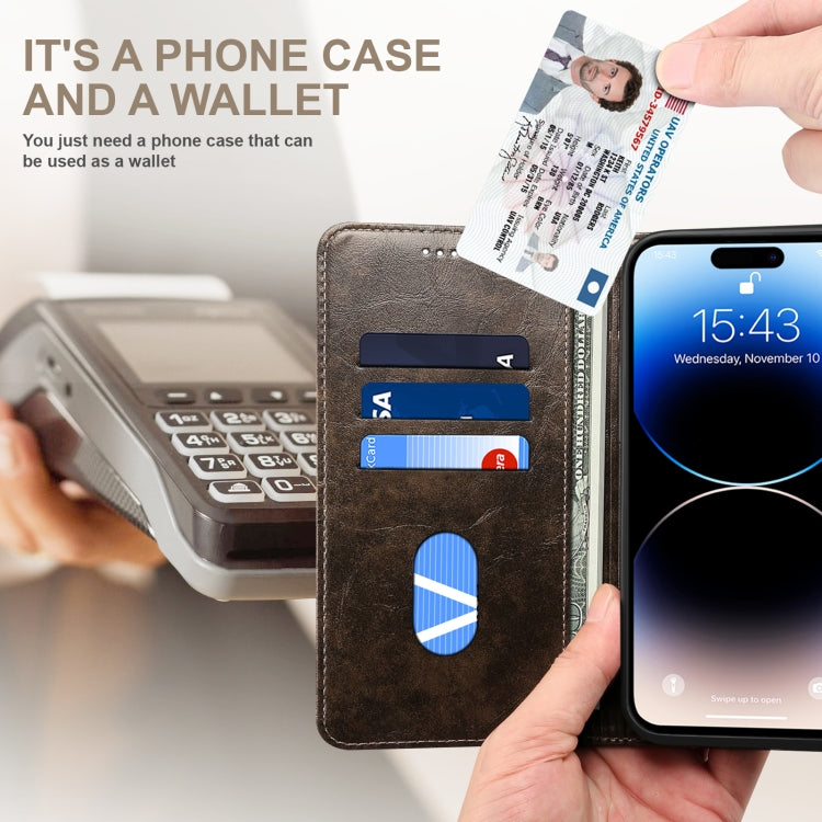 For iPhone 14 Pro Baroque Simple Flip Leather Phone Case