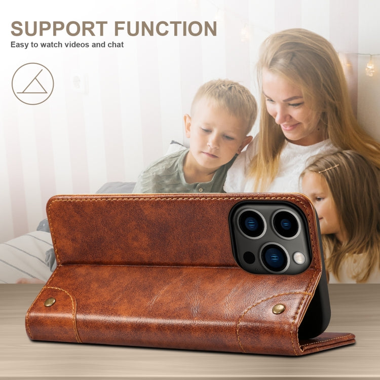 For iPhone 14 Pro Max Baroque Simple Flip Leather Phone Case