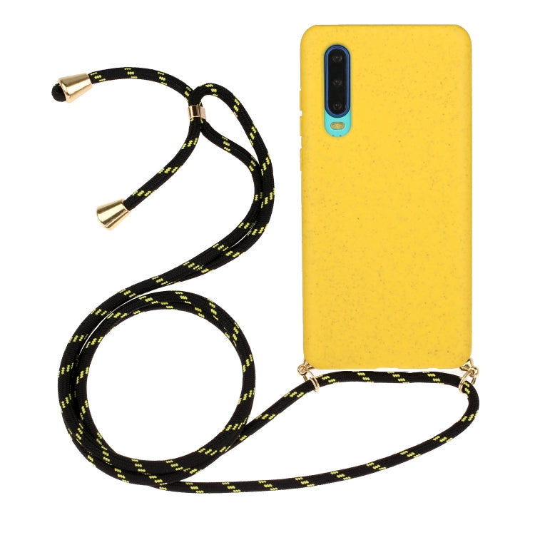 For Huawei P30 Wheat Straw Material + TPU Protective Case with Lanyard
