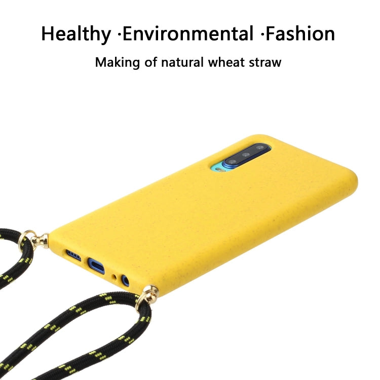 For Huawei P30 Wheat Straw Material + TPU Protective Case with Lanyard
