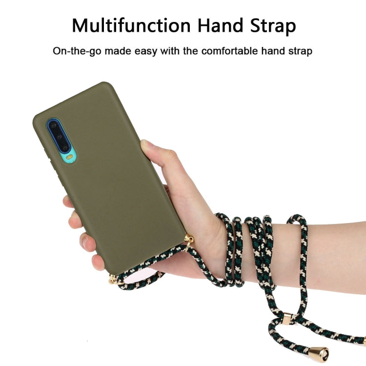 For Huawei P30 Wheat Straw Material + TPU Protective Case with Lanyard