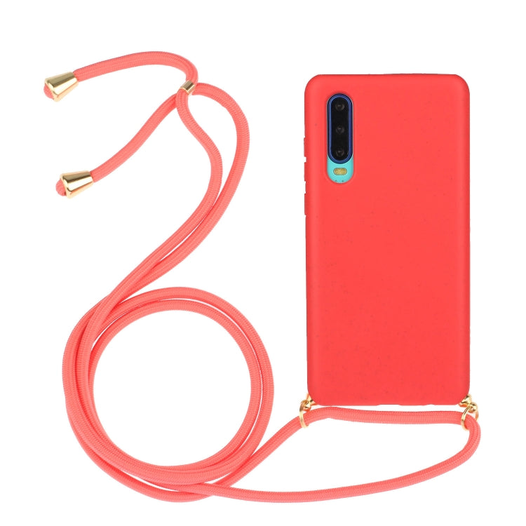 For Huawei P30 Wheat Straw Material + TPU Protective Case with Lanyard